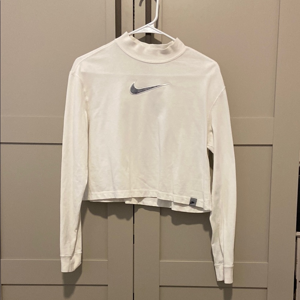 Nike White Long Sleeve Crop Top